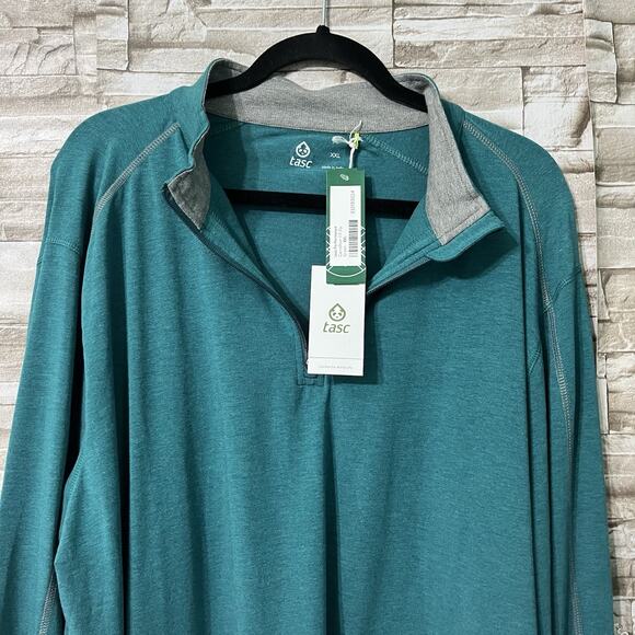 Tasc Bamboo Sweater Mens Size XXL Quarter Zip Performance Green Athletic Running - Picture 3 of 8